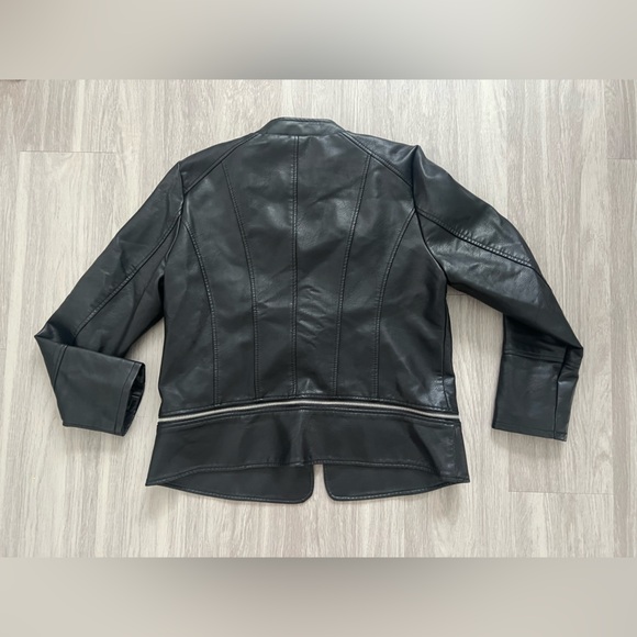 Liverpool Moto Jacket Women’s Large Black Vegan Leather Zip-Off - Picture 5 of 8